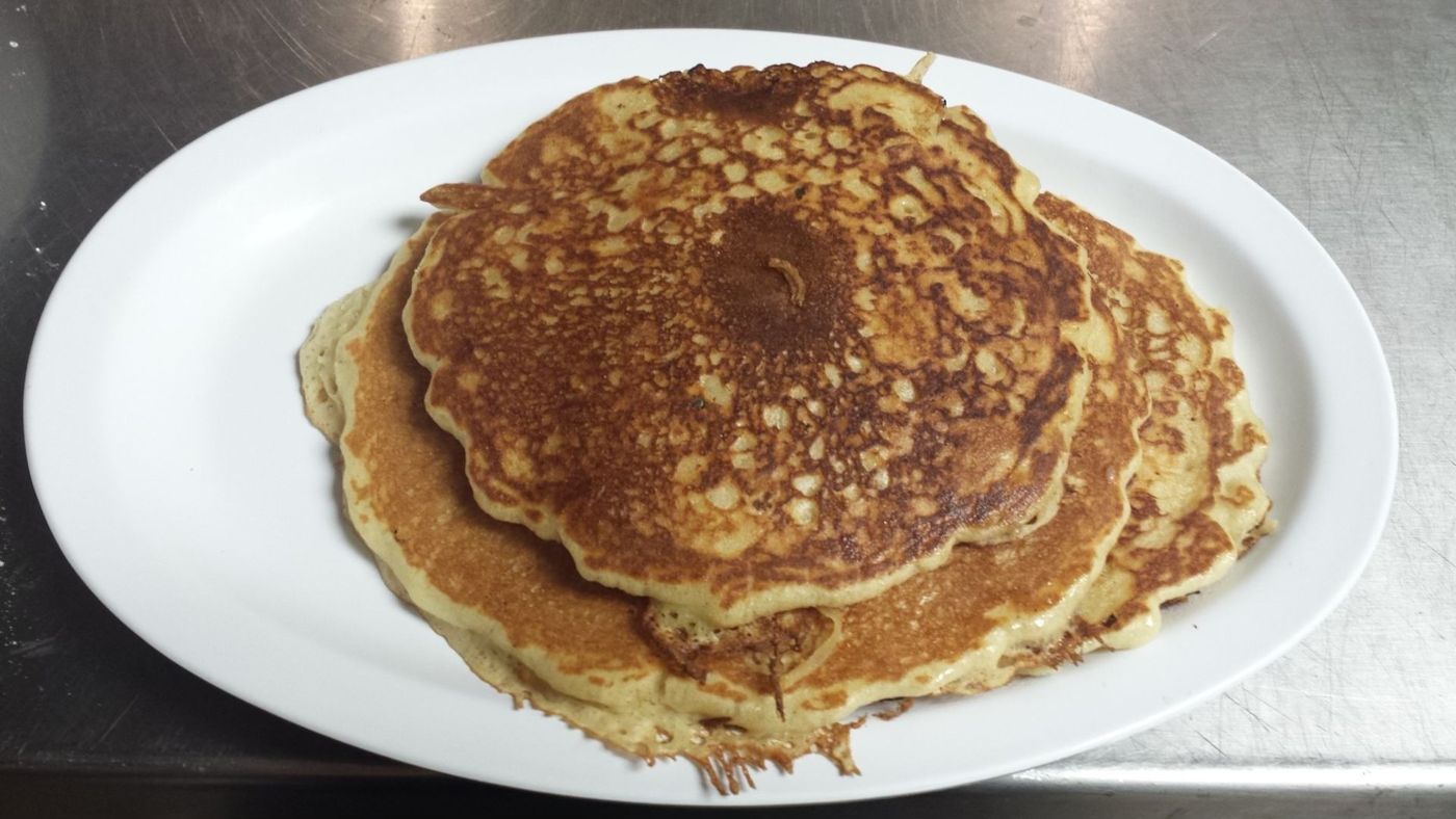 Golden stack of pancakes